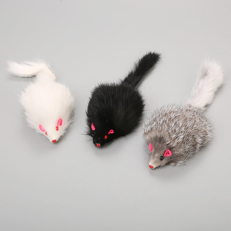 1Pcs False Mouse Cats Dogs Toy Pet Toys Cat Long-haired Tail Mice Mouse Toys Soft Rabbit Fur Furry Plush Cat Toy For Pet Cats