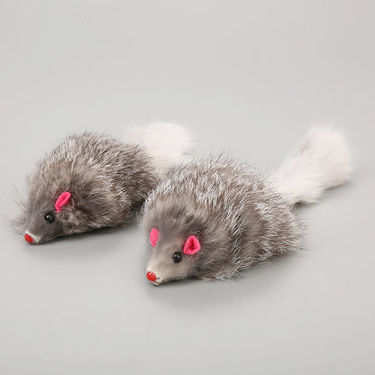 1Pcs False Mouse Cats Dogs Toy Pet Toys Cat Long-haired Tail Mice Mouse Toys Soft Rabbit Fur Furry Plush Cat Toy For Pet Cats