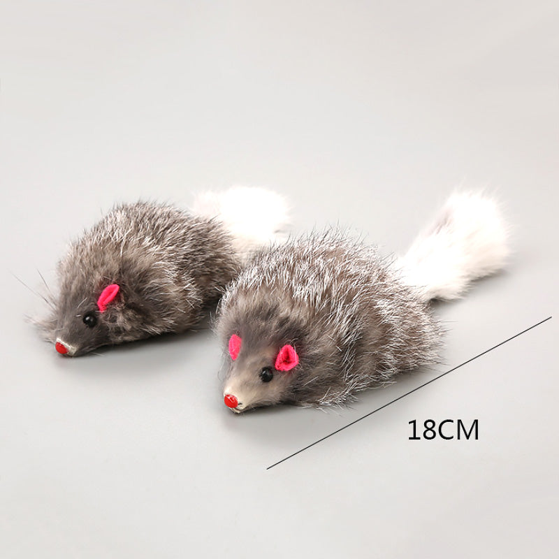 1Pcs False Mouse Cats Dogs Toy Pet Toys Cat Long-haired Tail Mice Mouse Toys Soft Rabbit Fur Furry Plush Cat Toy For Pet Cats