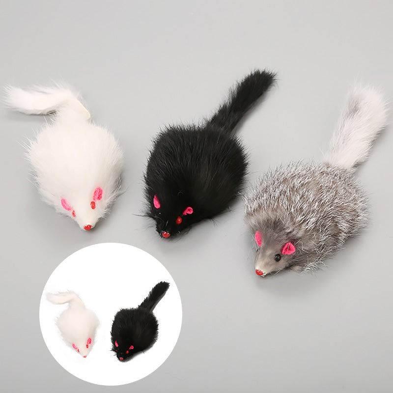 1Pcs False Mouse Cats Dogs Toy Pet Toys Cat Long-haired Tail Mice Mouse Toys Soft Rabbit Fur Furry Plush Cat Toy For Pet Cats