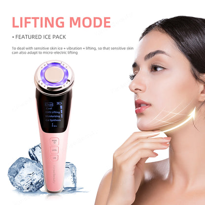 EMS Skin Care Beauty Device Facial Massager Vibration Wrinkle Removal Skin Tightening Hot Cool Treatment LED light therapy