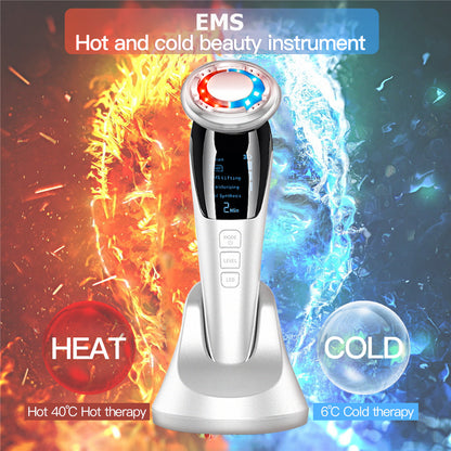 EMS Skin Care Beauty Device Facial Massager Vibration Wrinkle Removal Skin Tightening Hot Cool Treatment LED light therapy