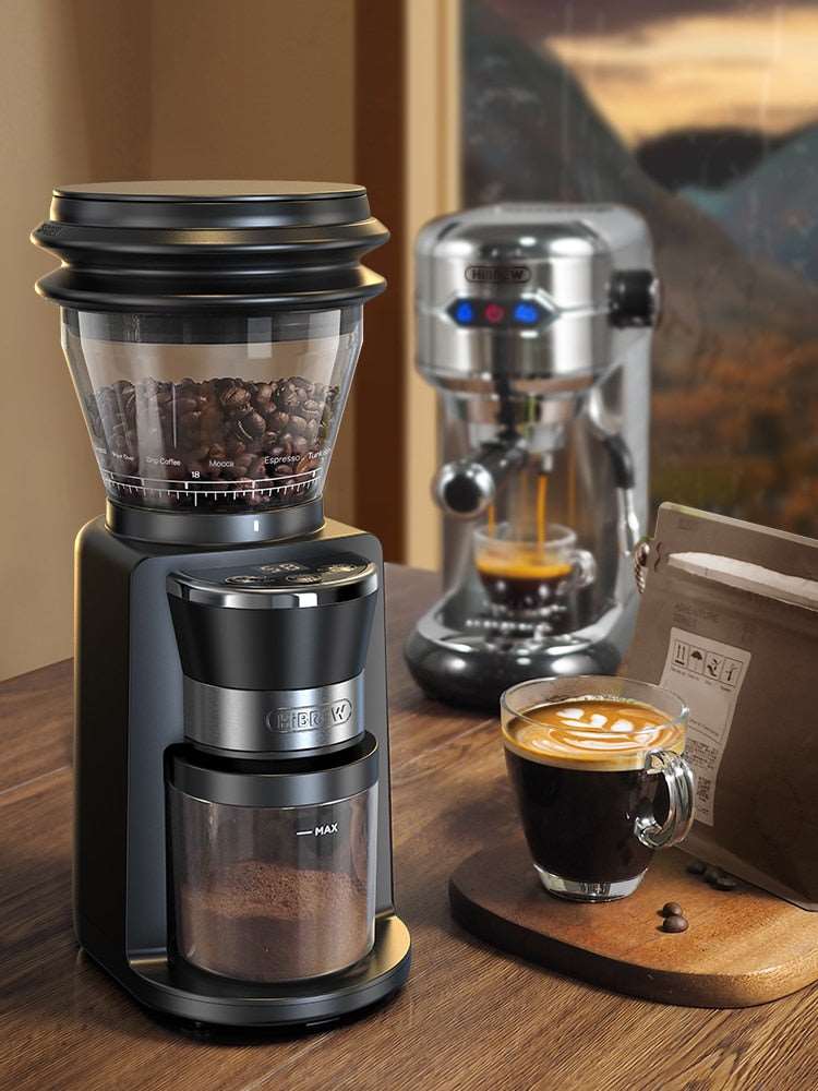 Automatic Burr Mill Electric Coffee Grinder with 34 Gears for Espresso American Coffee Pour Over Visual Bean Storage G3