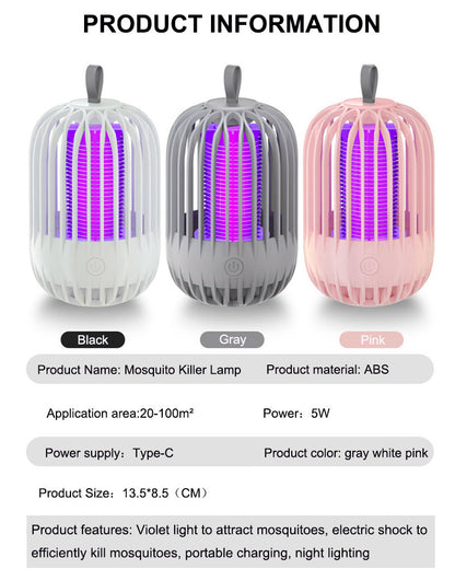 Mosquito Killer Lamp UV Mosquito Lamp Camping Lantern Portable USB Rechar Bug Zapper Fly Killer Lights for Indoor Garden Camping