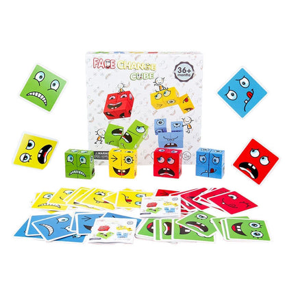 New Montessori Expression Puzzle Face Change Cube Building Blocks Toys Early Learning Educational Match Toy for Children Gift