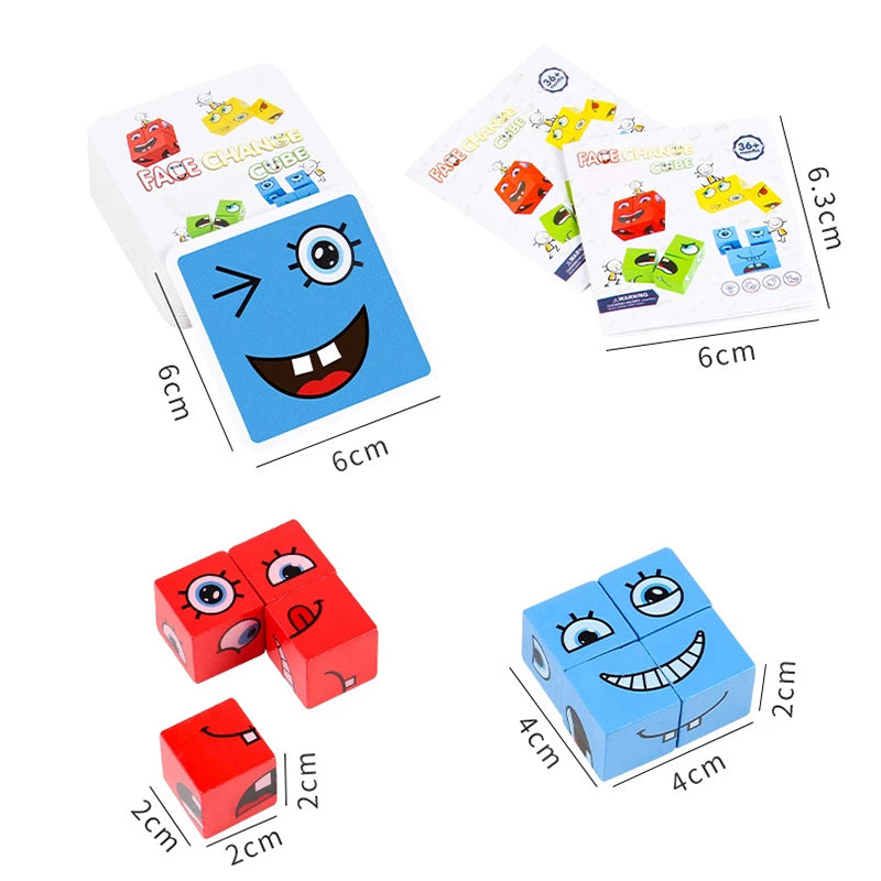 New Montessori Expression Puzzle Face Change Cube Building Blocks Toys Early Learning Educational Match Toy for Children Gift