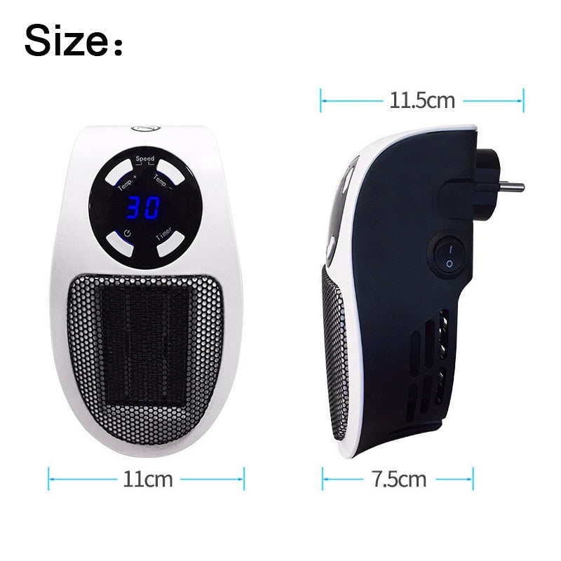 Portable Electric Heater Plug in Wall Heater Room Heating Stove Household Radiator Remote Warmer Machine 500W Device